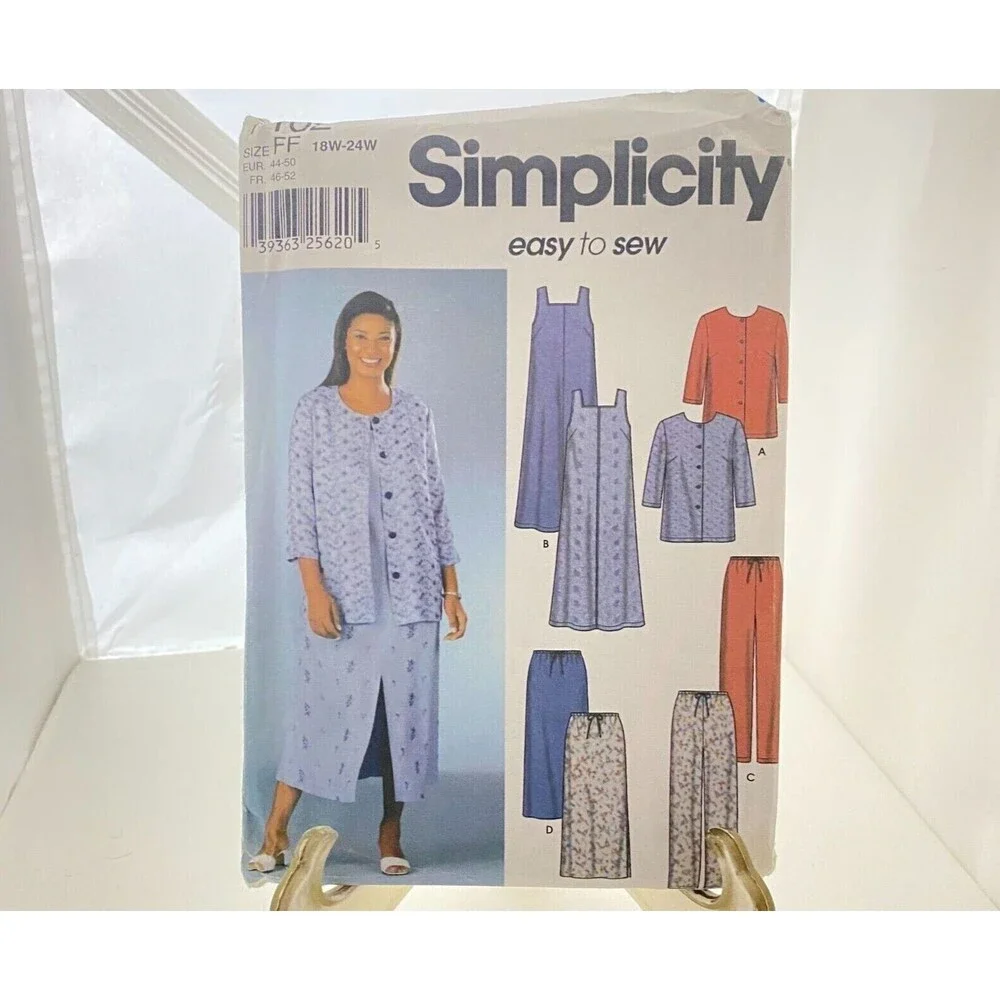 #7102 Simplicity Womens Dress Jumper,Jacket Pants, Sewing Pattern Size 18W-24W